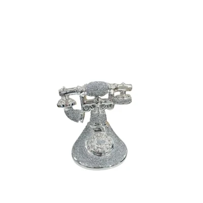 Image of Romany Crushed Diamond Telephone Crystal Silver Shelf Ornament, Sparkling Elegance