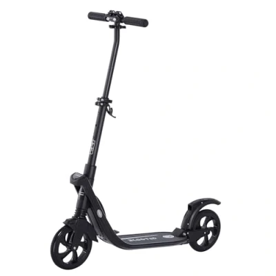 Image of HOMCOM Folding Kick Scooter Hight Adjustable Urban w/Rear Brake, Double Shock Absorption System &amp; 2 Big Wheels, For 14+ Teens Adult, Black