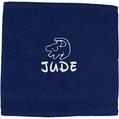 Image of TeddyTs Personalised Lion Face Cloth Flannel (Navy Blue)