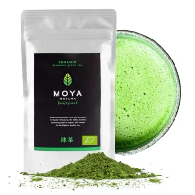 Image of Moya Matcha Organic Tea Green Powder 100g Traditional Grade (II) Perfect for Drinking with Water, Lattes, Smoothies &amp; Lemonades