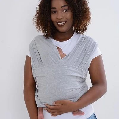 Image of dreamgenii SnuggleRoo Hybrid Baby Carrier and Wrap, With Handy travel Bag, Suitable From Birth To Toddler Light Grey