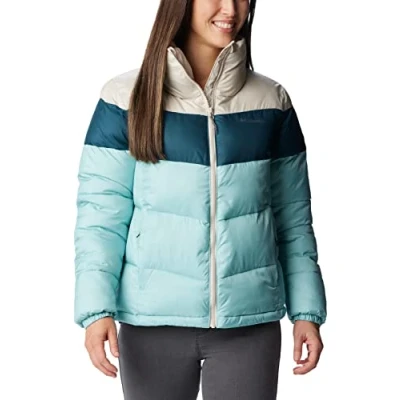 Image of Columbia Women&#039;s Puffect Color Blocked Puffer Jacket, Aqua Haze, Night Wave, Dark Stone, S