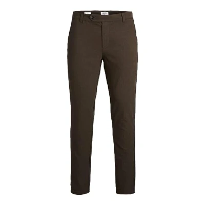 Image of Bestseller A/S Men&#039;s Jpstmarco Jjconnor AKM Noos Chino Trousers, Seal Brown/Detail: Solid, 31 W/32 L