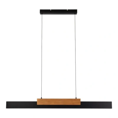 Image of Näve LED pendant light Wiebke, black wood detail 120.5 cm dimmable