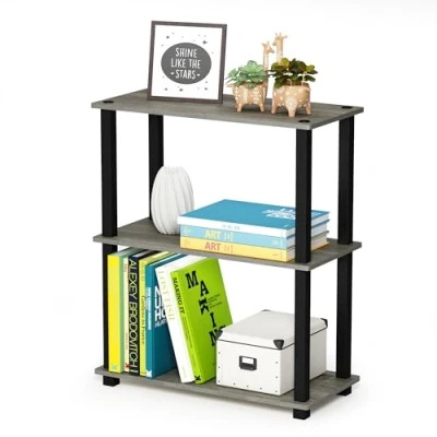 Image of Furinno Toolless Shelves, Wood, French Oak Grey/Black, one size