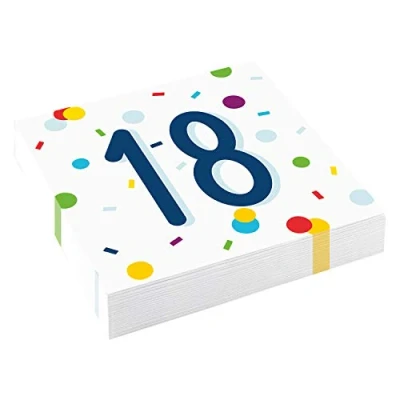 Image of (PKT) 20 Confetti Birthday 18th Luncheon Napkins 33cm