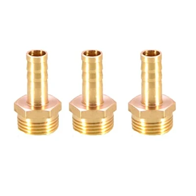 Image of 3PCS Solid Brass Hose Tail Connector Barbed to BSP Male Thread 8mm 3/8 for Air Water Fuel Oil Gas