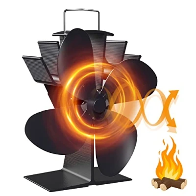 Image of Drcokars Stove Fan, Log Burner Fan Silent, Wood Fans, Heat Powered 4 Blade for Burning Stove, Eco Friendly Fire Fireplace Efficient Distribution
