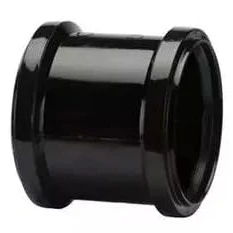Image of 110MM Black Soil Waste Pipe and Ring Seal Fittings Push Fit Double Socket Coupler Straight