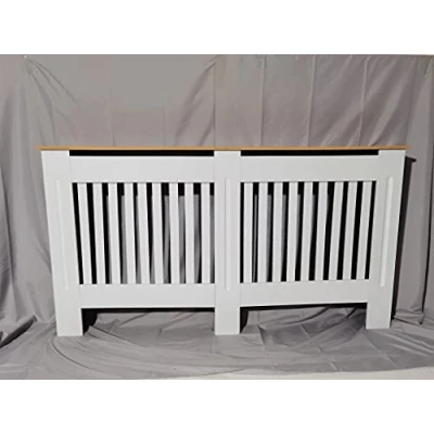 Image of BRIEFNESS MDF Radiator Cover Large, Wall Mounted Traditional Heater Hide Out Shelve, Slatted Shelf Cabinet, Flat Packed, Easy Assembly