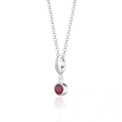 Image of Lily Charmed 925 Sterling Silver July Birthstone Necklace Ruby