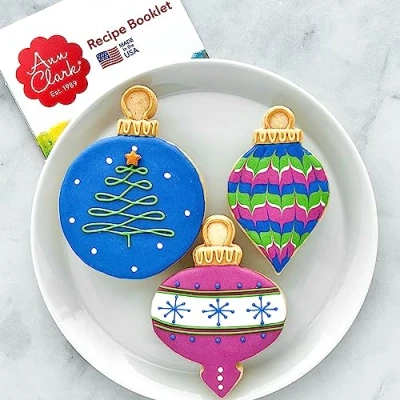 Image of Christmas Ornaments Cookie Cutters 3 Pc Set Made in USA by Ann Clark, Teardrop Bauble, Finial, and Round