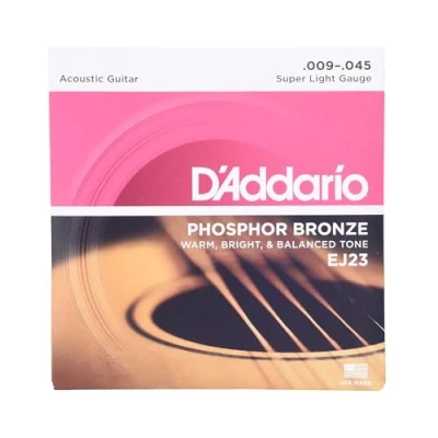 Image of D&#039;Addario Guitar Strings Phosphor Bronze Acoustic EJ23 Rich, Full Tonal Spectrum For 6 String Guitars Super Light, 9 45