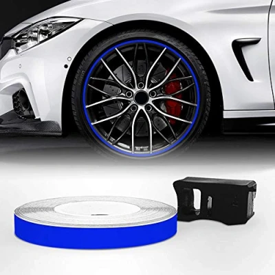 Image of Quattroerre Refractive Wheel Trim Stripes with Applicator for Car Rims, Blue