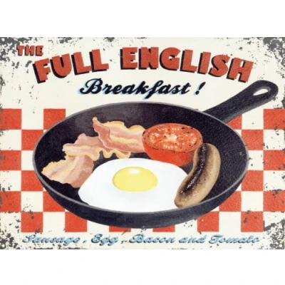 Image of Art Retro Food Advertisment Full English Breakfast Metal Sign 40x30cm