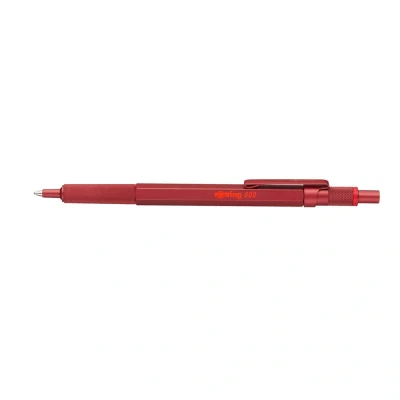 Image of rOtring 600 Ballpoint Pen Medium Point Black Ink Red Barrel Refillable