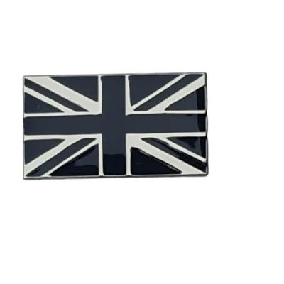 Image of Fat catz copy Patriotic Supporters Black &amp; Silver Union Jack Flag Metal Enamel Lapel Pin Badge Great Britain GB UK Police