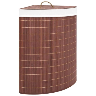 Image of vidaXL Bamboo Corner Laundry Basket Brown 60 L