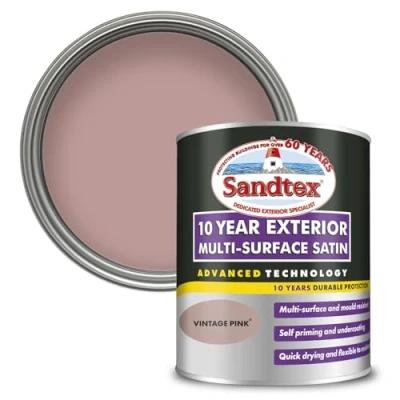 Image of Sandtex 10 Year Multi Surface Satin Paint Vintage Pink 750ml
