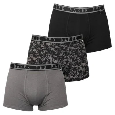 Image of Ted Baker Mens 3 Pack Boxer Briefs Black/Black Acolin/Grey S