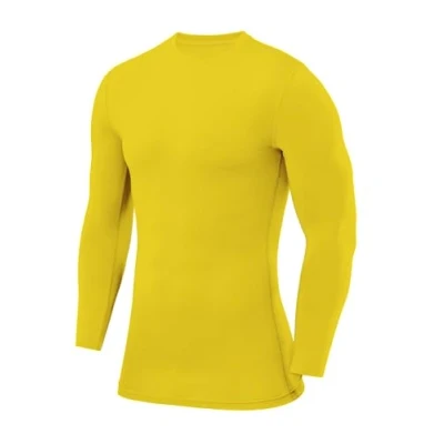 Image of PowerLayer Compression Shirt for Men, Thermal Long Sleeve Tops Men Base Layers Running Cycling Gym Top Sonic Yellow, XL