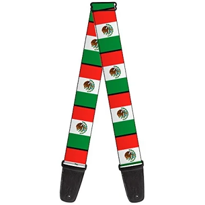 Image of Buckle Down Guitar Strap Mexico Flags 2 Inches Wide (GS W31354)