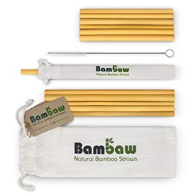 Image of Reusable Bamboo Drinking Straws Straw Strong &amp; Durable Cocktail Biodegradable Eco Friendly BPA Free Dishwasher Safe 12 Bag Bambaw