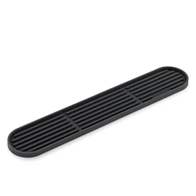Image of Navaris Slim Silicone Draining Mat Dish Drying for Washing Up Dishes Narrow Board Tray Rack Drainer Pad Kitchen Sink Grey
