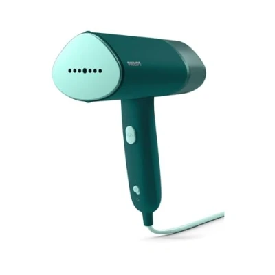 Image of Philips 3000 Series Handheld Steamer 1000W, 20 g/min Steam, Detachable 120ml Water Tank, Metal Soleplate, Heated Plate, Storage Pouch Included, 660 g Light Weight, Dark Green (STH3020/70)