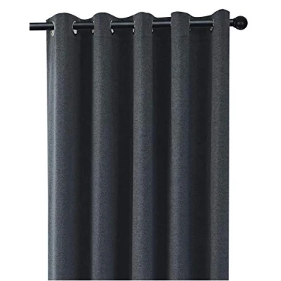 Image of Coastline Luna brushed blackout eyelet curtains Charcoal Dark Grey thermal insulated window treatment 2 panels blinds floor for bedroom,Livingroom,Kids nursery room Width 66&quot; x Drop 54&quot;