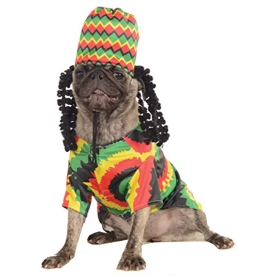 Image of Rubie&#039;s Costume Rasta Dog Pet Costume, Multicolor, M Neck 14.5 Girth 20 Back 15 US