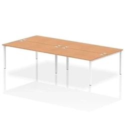 Image of Impulse Bench B2B 4 Person 1600 White Frame Office Desk Oak