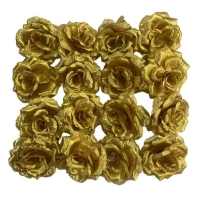 Image of Corkwaw 25 Pcs 3 inch Artificial Rose Flower Heads,Silk Head Flowers,Wedding Party Home Garden Decoration DIY Craft Gift Box (Gold)