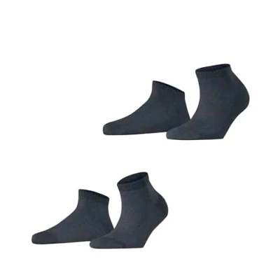 Image of ESPRIT Women&#039;s Cabin 2 Pack W SN Cotton Low Cut Plain Pairs Trainer Socks, Blue (Navy Melange 6127), 5.5 8