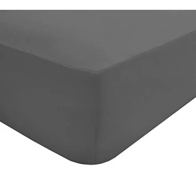 Image of Sleepdown Fitted Sheet Super Soft Cosy Easy Care Polycotton Bed Linen Luxury Bedding Bedsheet 25 cm Deep Non Iron Grey King