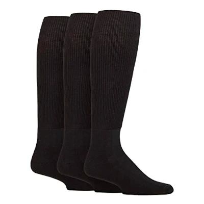 Image of IOMI Bamboo Non Elastic Knee High Socks 3 Pack Extra Wide, Soft Top, Binding, Swollen Feet Relief (9 11, Black)