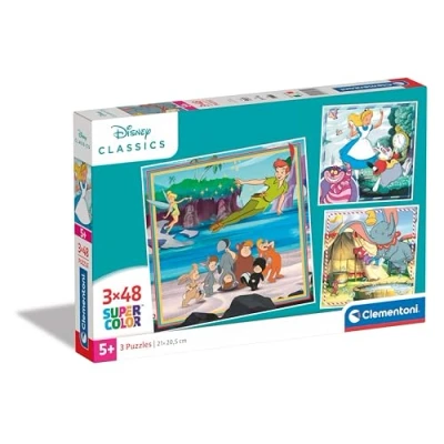 Image of Clementoni 25302 Supercolor Puzzle Disney Classics 3x48 Pieces (3 Puzzles Included), Jigsaw For Kids Age 5, Cartoon, Made In Italy