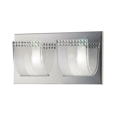 Image of Charis Flush Wall Lamp Switched 2 Light Polished Chrome, Glass, Crystal