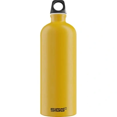 Image of SIGG Aluminium Water Bottle Traveller Yellow Climate Neutral Certified Suitable For Carbonated Beverages Leakproof Lightweight BPA Free 1 L