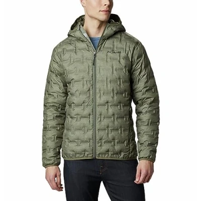Image of Columbia Men&#039;s Delta Ridge Down Hooded Jacket, Puffer Stone Green Heather Print, Size XL