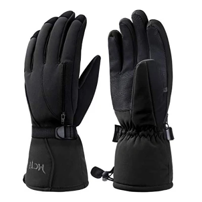 Image of Kineed Ski Gloves Men Waterproof Winter Thermal Warm Snowboard Cold Weather 3M Thinsulate, Black, M