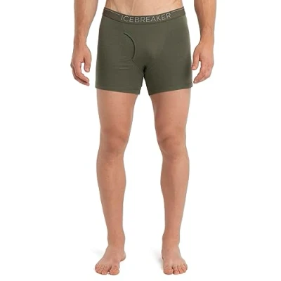 Image of Icebreaker Merino Wool Underwear for Men, 175 Everyday Boxer Briefs, Odor Resistant Men’s Boxers with Brushed Elastic Waistband, Stretch Rib Fabric 100% Base Layer, Large, Loden Green