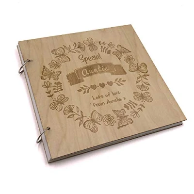 Image of ukgiftstoreonline Personalised Special Auntie Engraved Large Wooden Scrapbook Photo Album