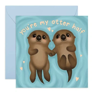 Image of Central 23 Happy Anniversary Card You&#039;re my Otter Half Valentines Wedding for Him Her Romantic Valentine&#039;s Day Husband Wife Girlfriend Boyfriend