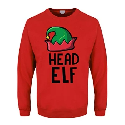 Image of Men&#039;s Head Elf Red Christmas Jumper Sweater