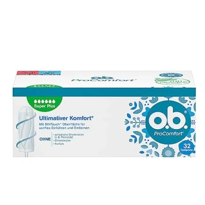 Image of o.b. ProComfort Super Plus (Pack of 32), Tampons for Very Strong Days, SilkTouch Surface &amp; Dynamic Fit Technology More Comfort and Reliable Protection During The Period