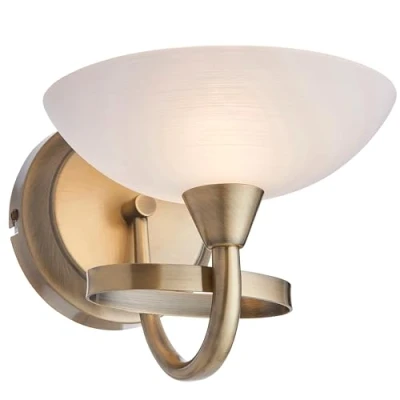 Image of National Lighting Colton Decorative Contemporary Antique Brass G9 LED Compatible Wall Light with a White Painted Glass Shade
