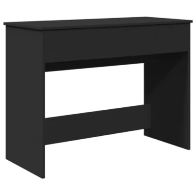 Image of vidaXL Black Dressing Table with Mirror Engineered Wood Makeup Vanity Desk for Bedroom, Modern Cosmetic Ample Storage, Easy Assembly