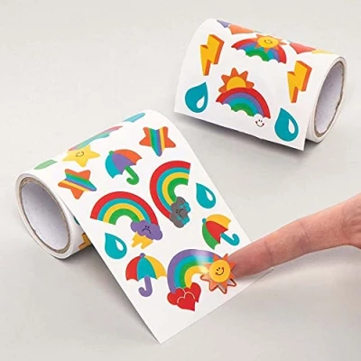 Image of Baker Ross AX941 Rainbow Stickers for Kids Pack of 600, Craft Children, Value Pack, Ideal Arts and Crafts Projects, Childs Scrapbook Reward Charts