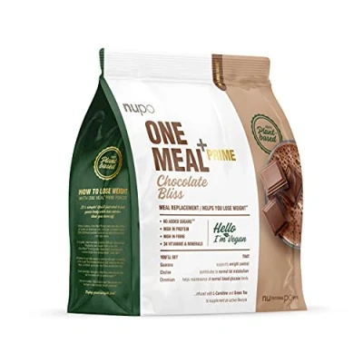 Image of NUPO One meal + Prime Vegan Powder Chocolate Bliss I Tasty replacement shakes for a balanced diet plan High in protein No added sugars 24 vitamins and minerals 360g